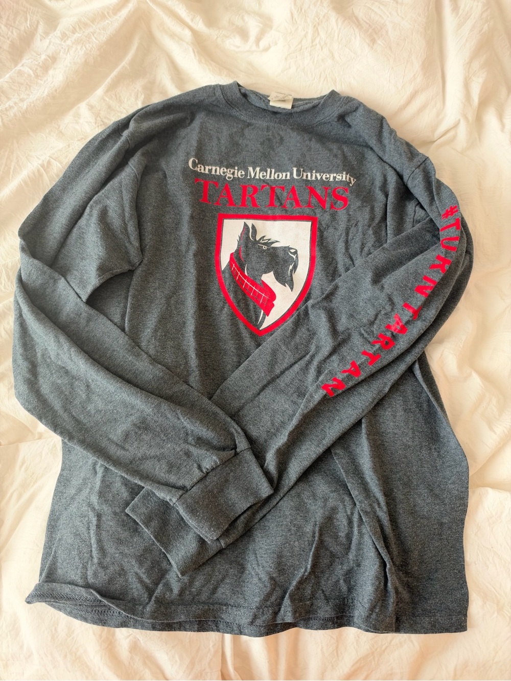 Carnegie Mellon #Turntartan Grey Long Sleeve T-Shirt in size M